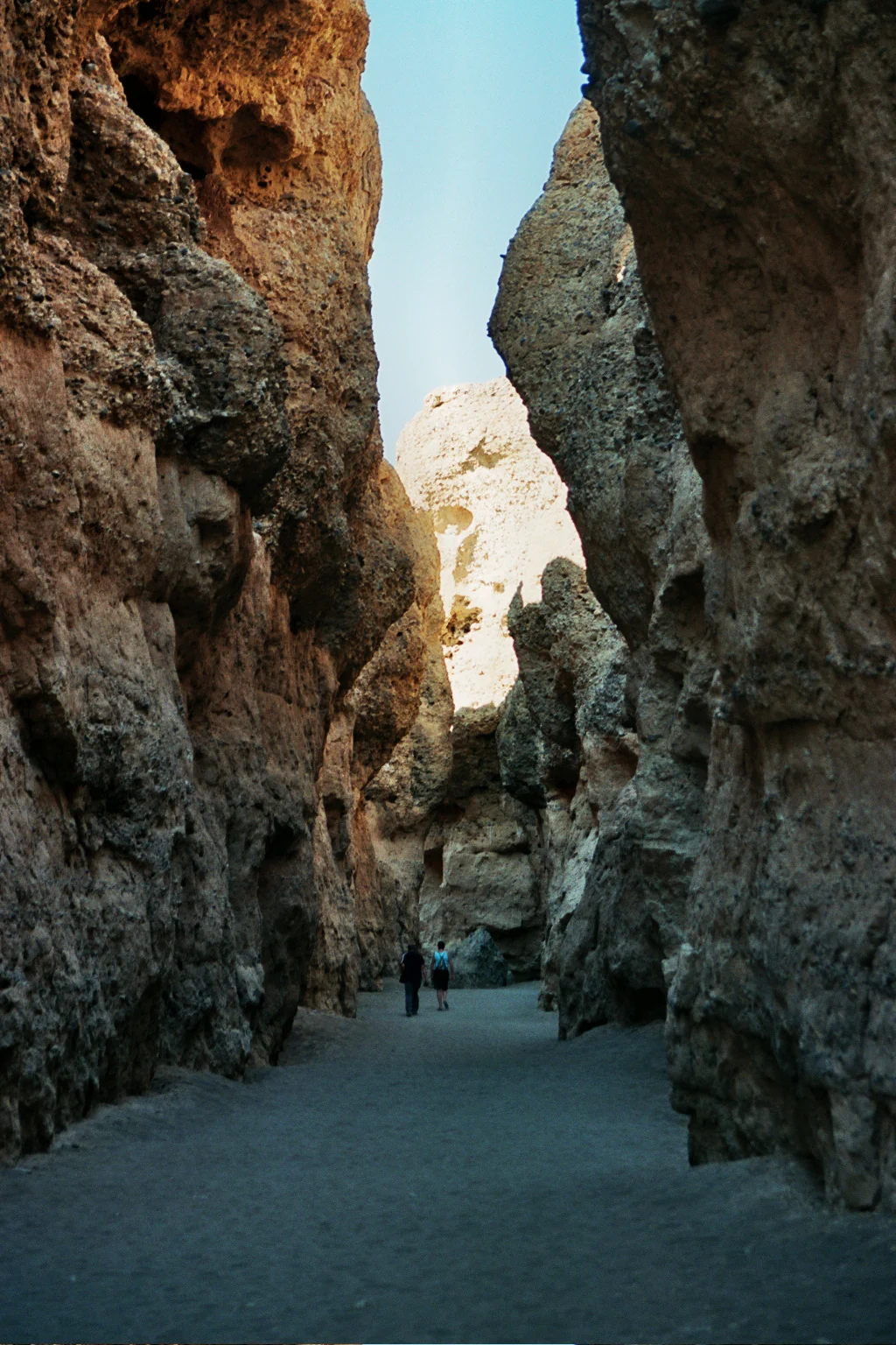 The narrow rock walls and floor of Sesriem Canyon