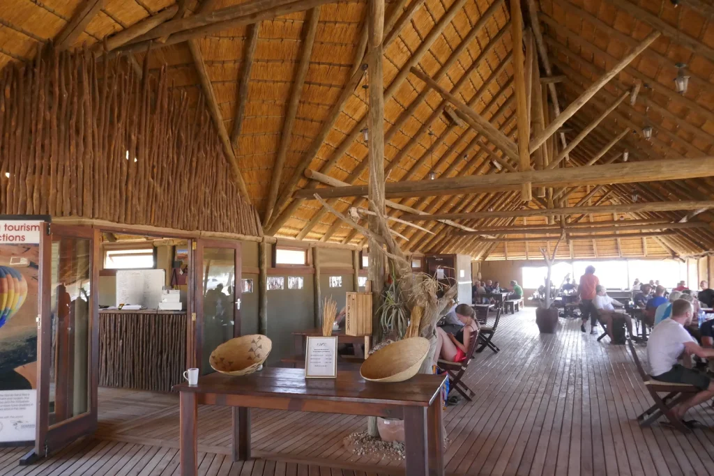 A covered communal area at Sesriem campsite in2016